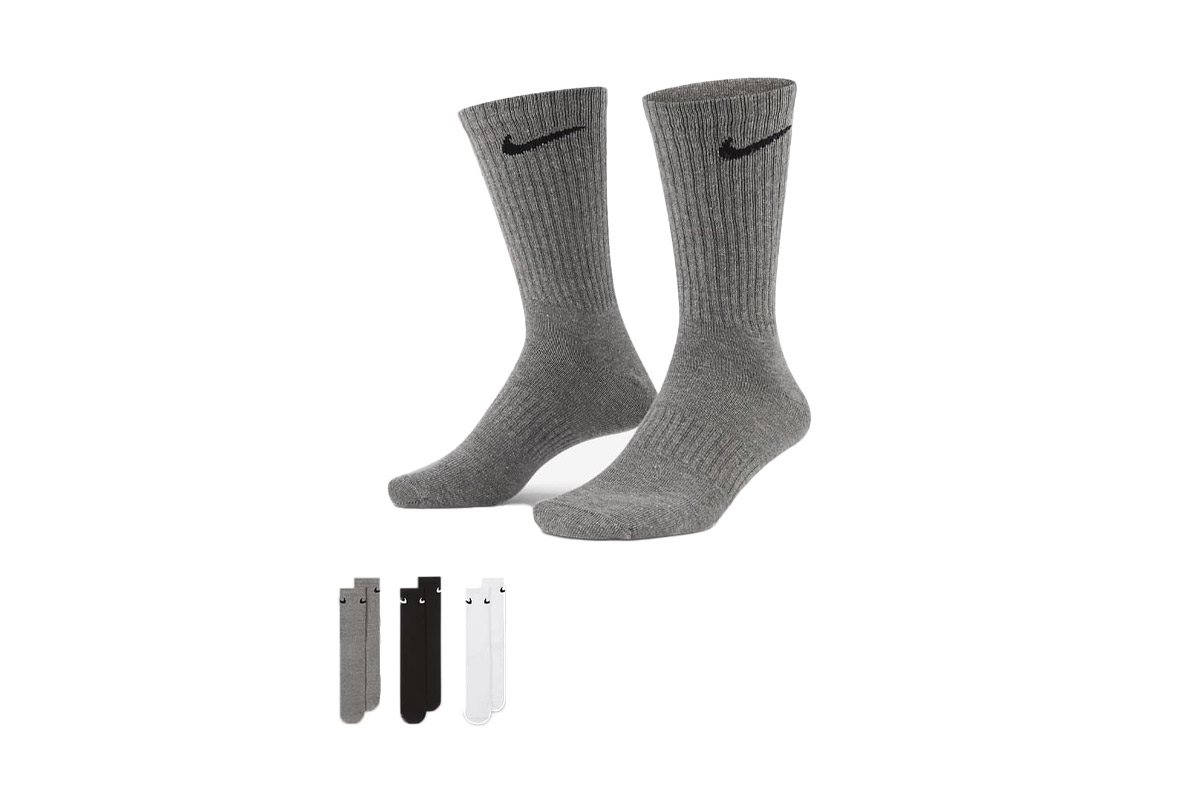 Nike Everyday Cotton Cushioned Κάλτσες Μεσαίου Μήκους 3-Τεμάχια (SX7664 064) Γκρί